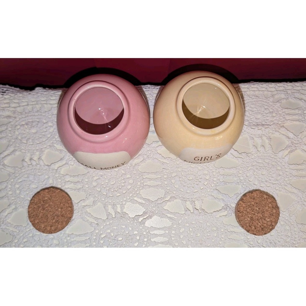 Vintage Girls Night Out Mall Money Set Of 2 Corked Savings Jars - Picture 2 of 6